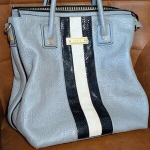 L. A. M. B. GRAY X LARGE LEATHER TOTE BAG